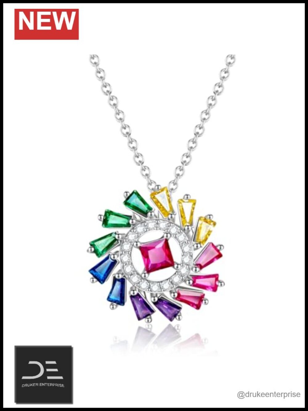 Genuine Ruby Necklace 925 Sterling Silver Gold Plated Pendant with CZ Halo